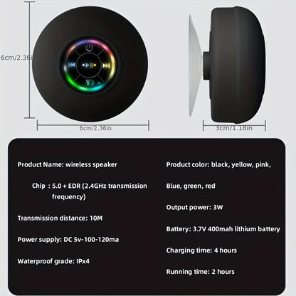 Waterproof Bluetooth Shower Speaker With Suction Mount