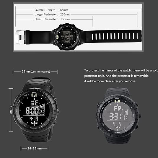 Waterproof Digital Sports Watch for Men with LED Backlight and Shock Resistant Design