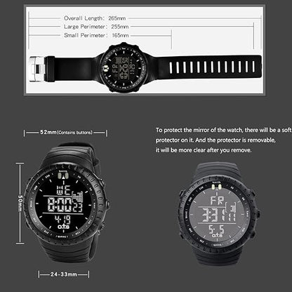 Waterproof Digital Sports Watch for Men with LED Backlight and Shock Resistant Design