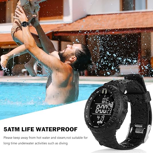 Waterproof Digital Sports Watch for Men with LED Backlight and Shock Resistant Design