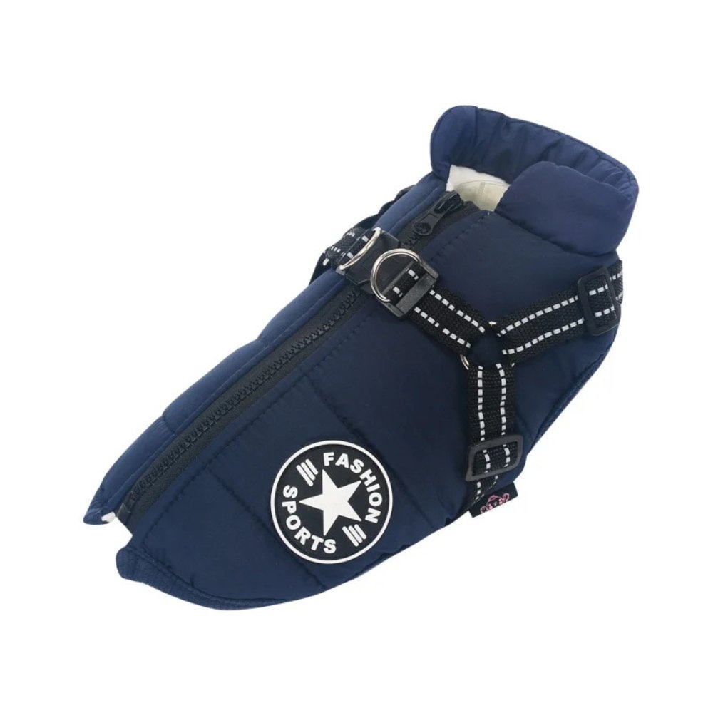 Waterproof Dog Coat with Built In Harness Fleece Lined