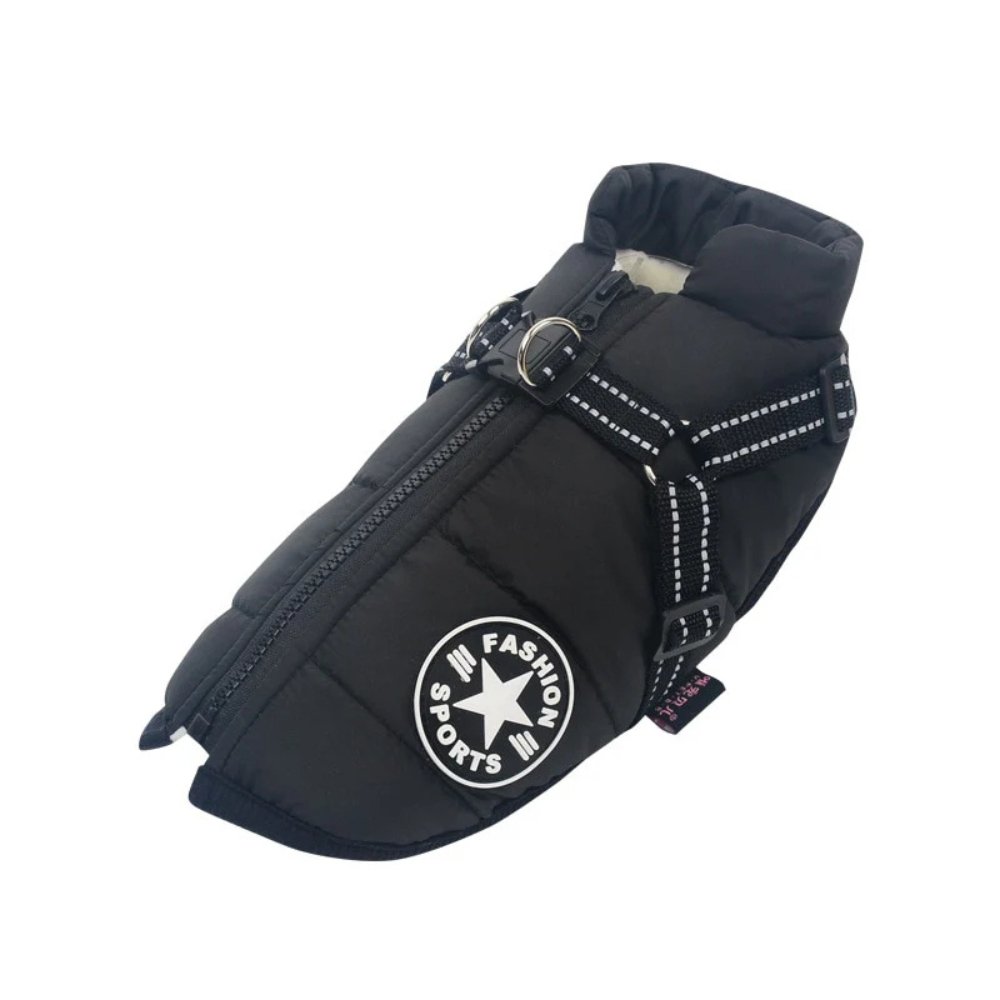 Waterproof Dog Coat with Built In Harness Fleece Lined