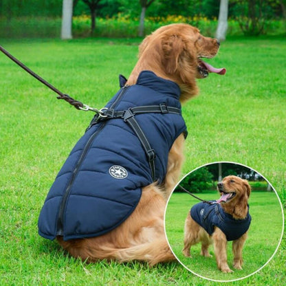 Waterproof Dog Coat with Built In Harness Fleece Lined