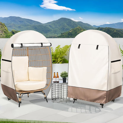 Waterproof Egg Chair Cover with Double Zipper and Wind Straps