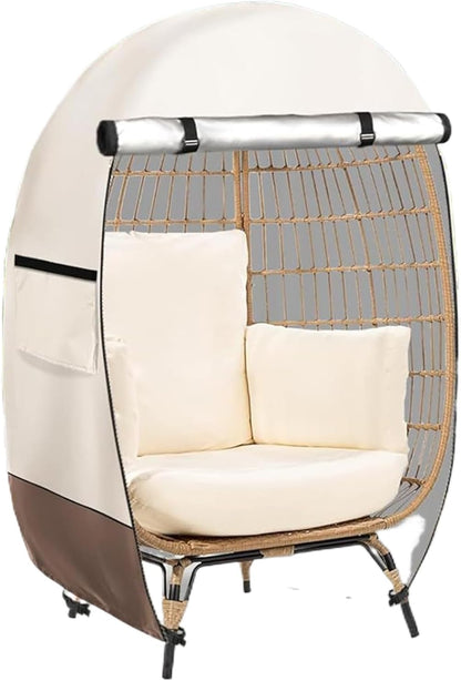 Waterproof Egg Chair Cover with Double Zipper and Wind Straps