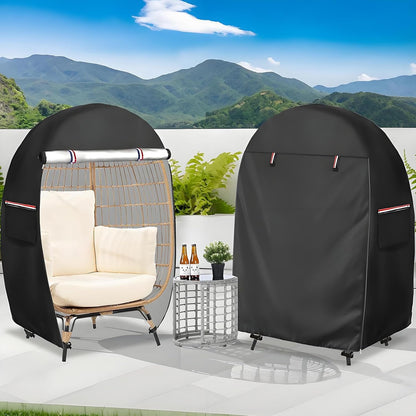 Waterproof Egg Chair Cover with Double Zipper and Wind Straps