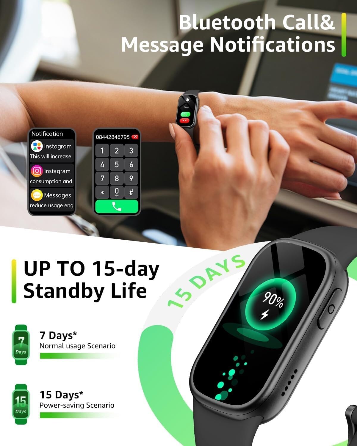 Waterproof Fitness Tracker Smart Watch Silicone Band