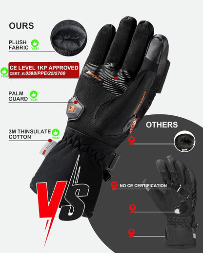 Waterproof Insulated Motorcycle Gloves with Touchscreen Fingertips