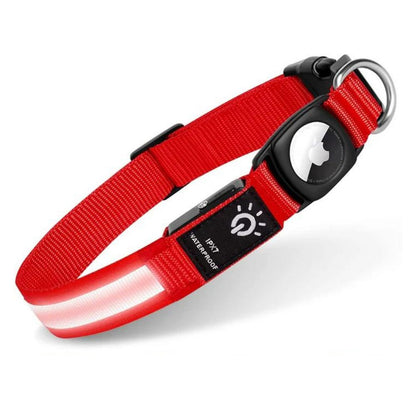 Waterproof LED Dog Collar with AirTag Holder