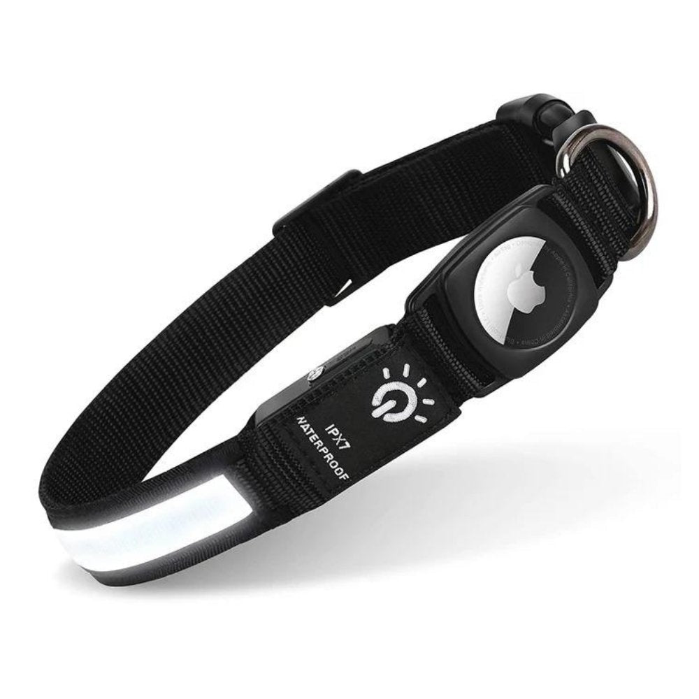 Waterproof LED Dog Collar with AirTag Holder