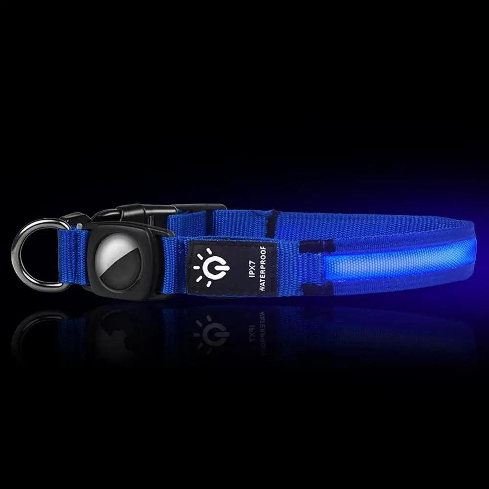 Waterproof LED Dog Collar with AirTag Holder