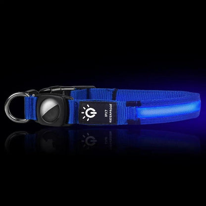 Waterproof LED Dog Collar with AirTag Holder