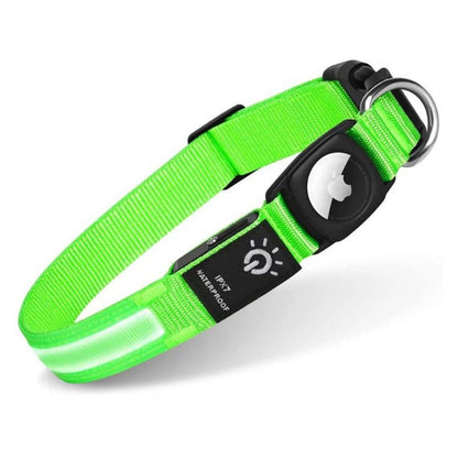 Waterproof LED Dog Collar with AirTag Holder