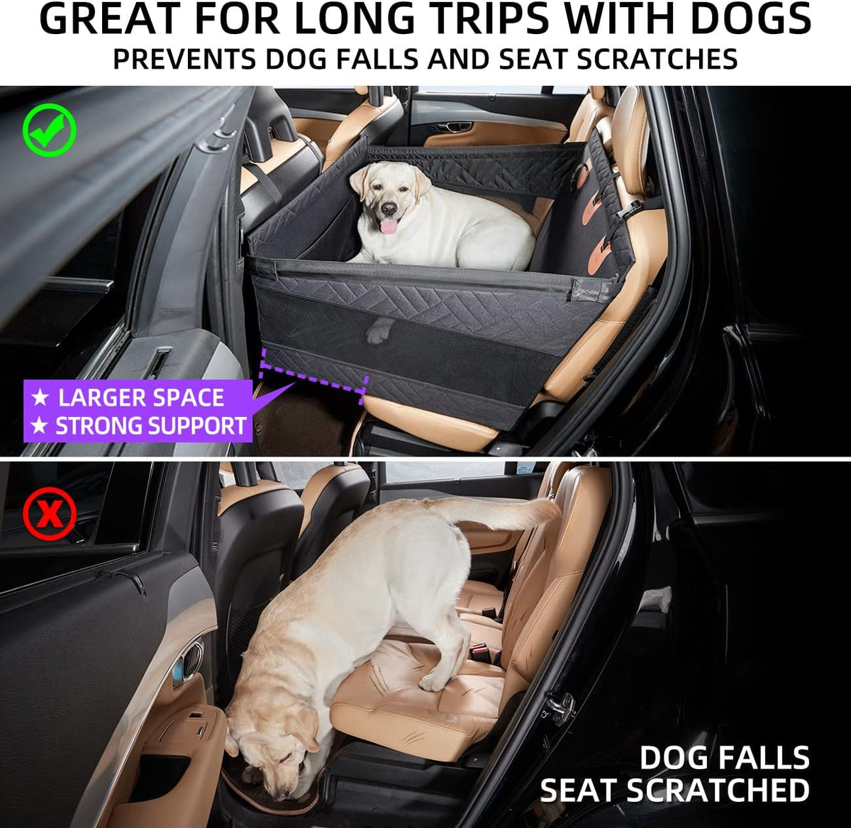 Waterproof Memory Foam Dog Car Seat Cover with Side Protection