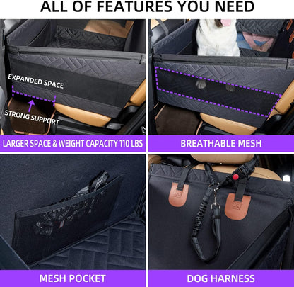 Waterproof Memory Foam Dog Car Seat Cover with Side Protection