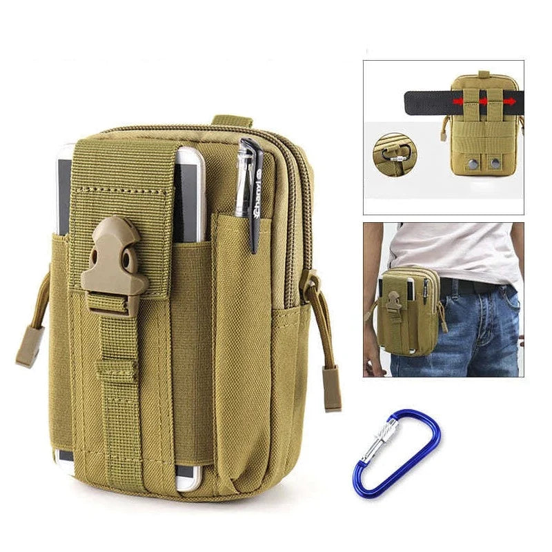 Waterproof Nylon Tactical Waist Pouch with Belt Attachment