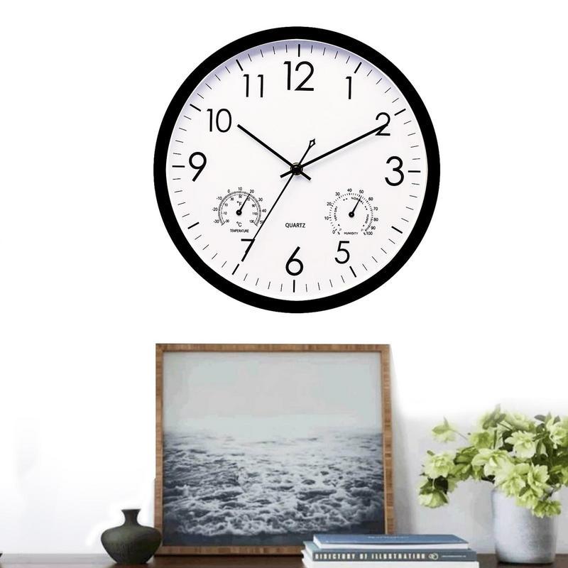 Waterproof Outdoor Wall Clock with Temperature and Humidity Gauge