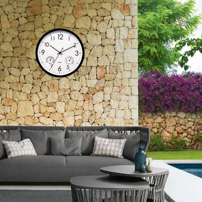 Waterproof Outdoor Wall Clock with Temperature and Humidity Gauge