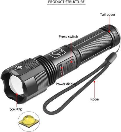 Waterproof Rechargeable LED Pocket Flashlight with Adjustable Zoom