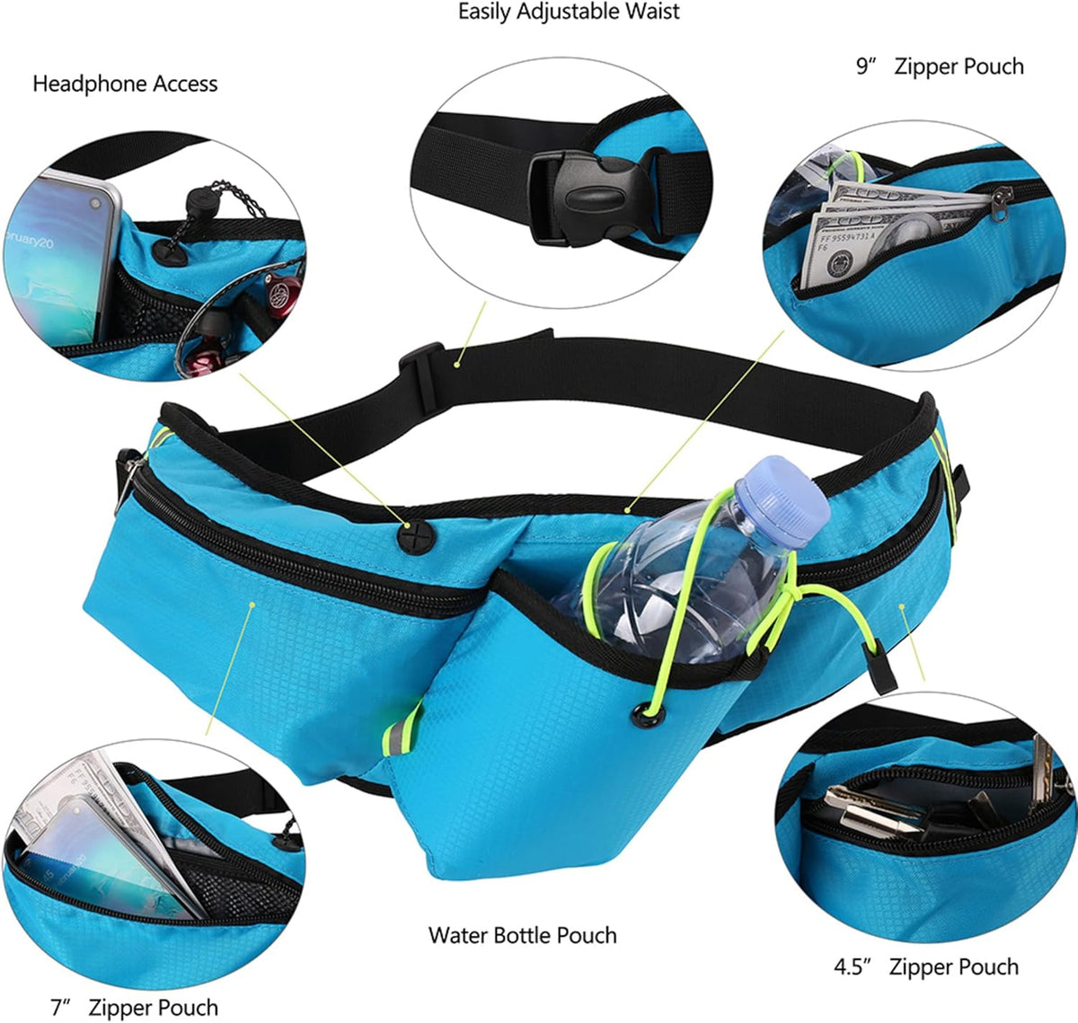 Waterproof Running Belt with Bottle Holder