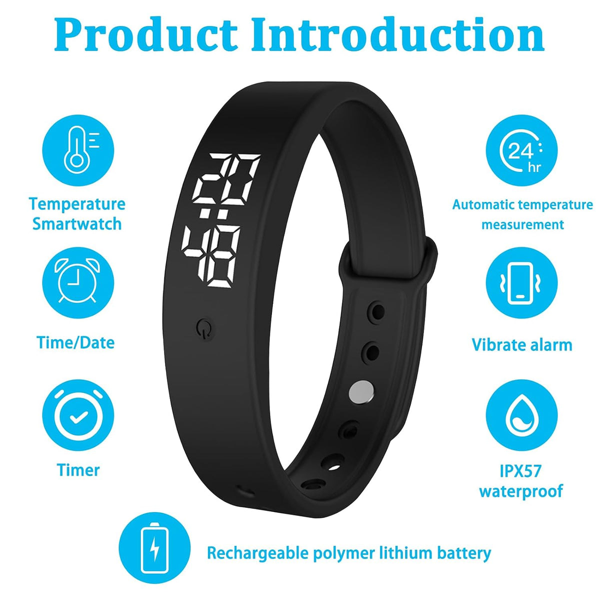 Waterproof Smart Fitness Watch with Vibration Alerts