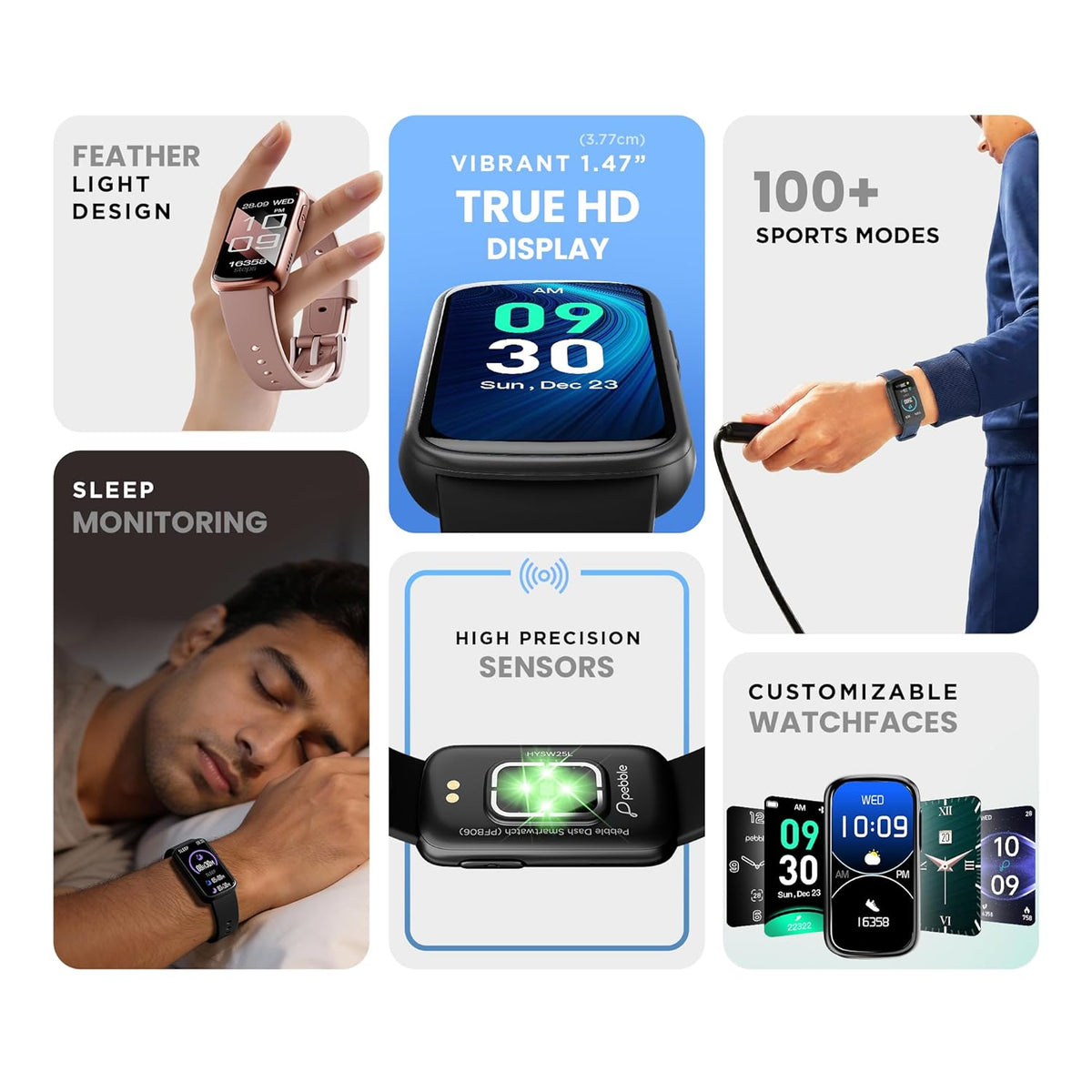 Waterproof Smartwatch Fitness Tracker IP68 Sports Watch Long Battery