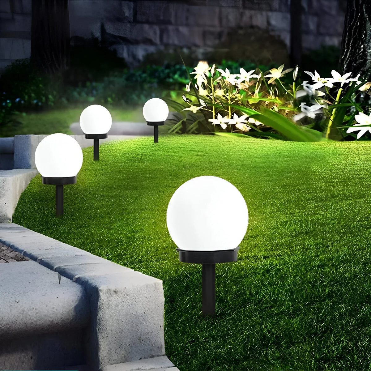 Waterproof Solar Globe Pathway Lights Set of 3