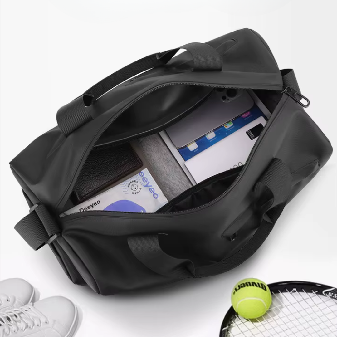 Waterproof Sports Gym Bag with Shoe Compartment and Bottom Pocket
