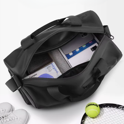 Waterproof Sports Gym Bag with Shoe Compartment and Bottom Pocket