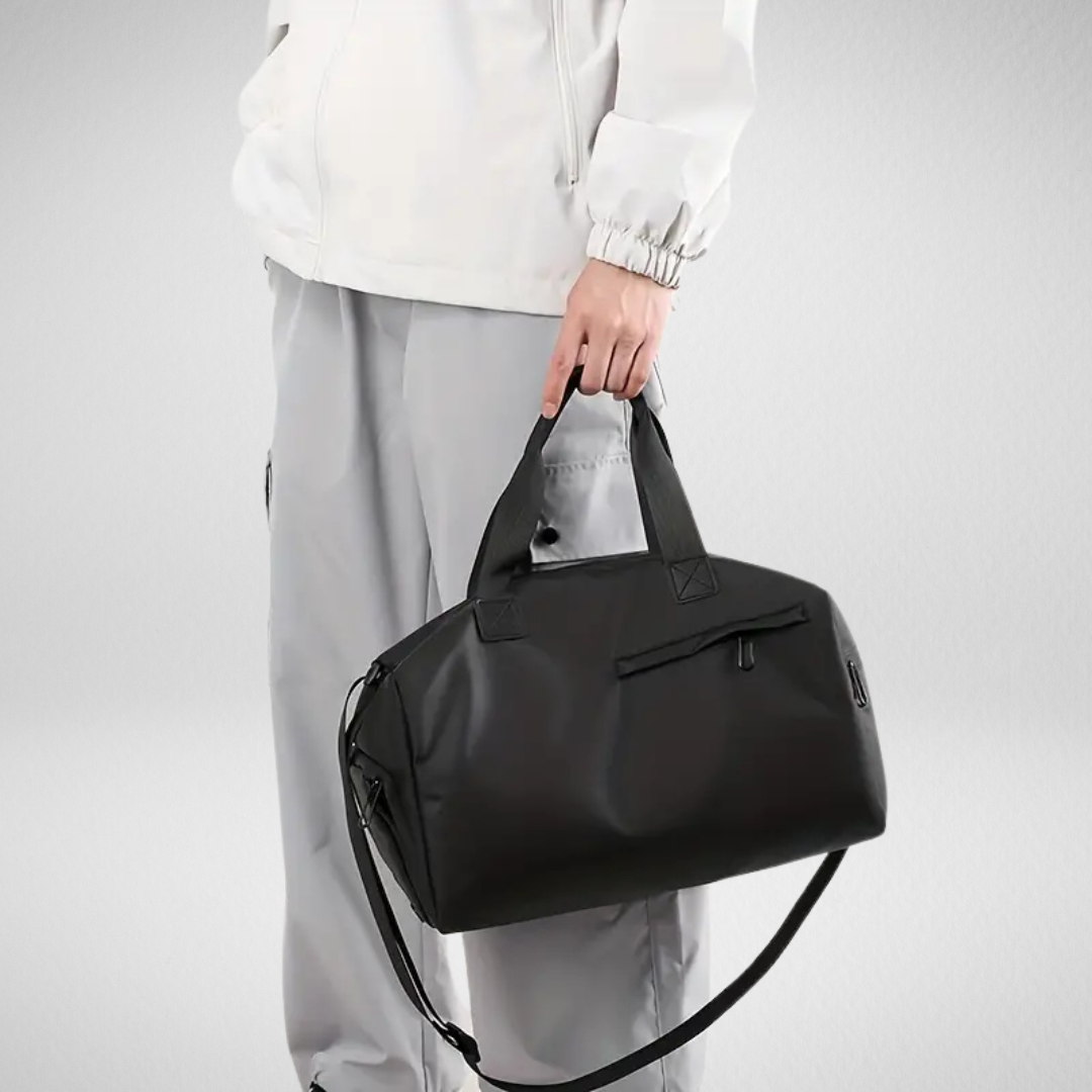 Waterproof Sports Gym Bag with Shoe Compartment and Bottom Pocket