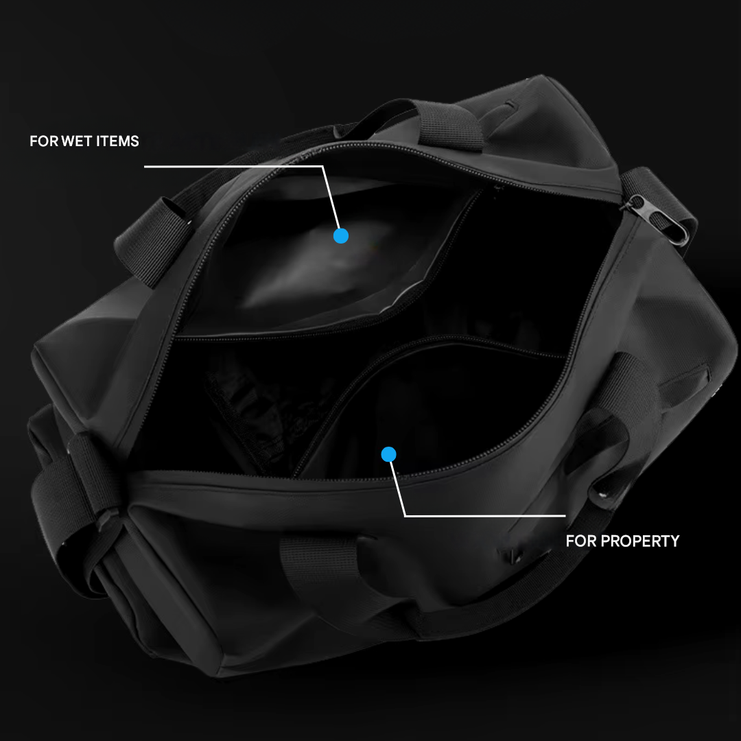 Waterproof Sports Gym Bag with Shoe Compartment and Bottom Pocket