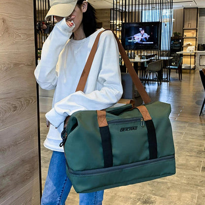 Waterproof Travel Duffel Bag with Shoe Compartment and Wet Dry Storage