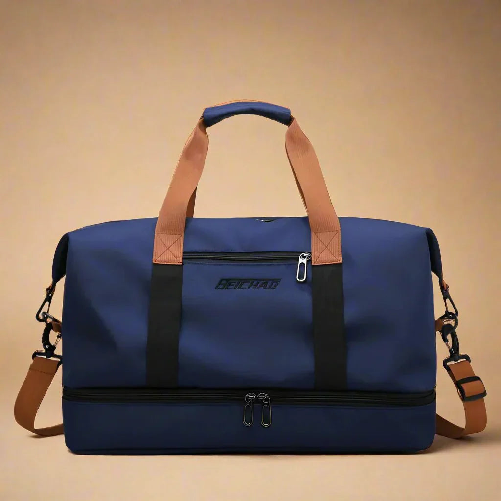 Waterproof Travel Duffel Bag with Shoe Compartment and Wet Dry Storage