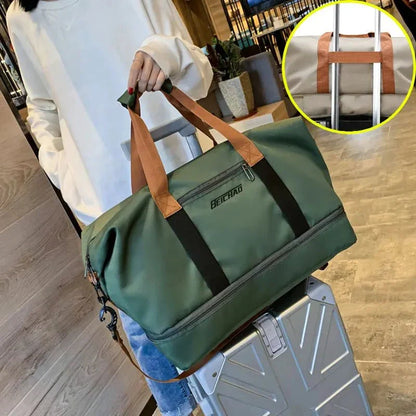 Waterproof Travel Duffel Bag with Shoe Compartment and Wet Dry Storage