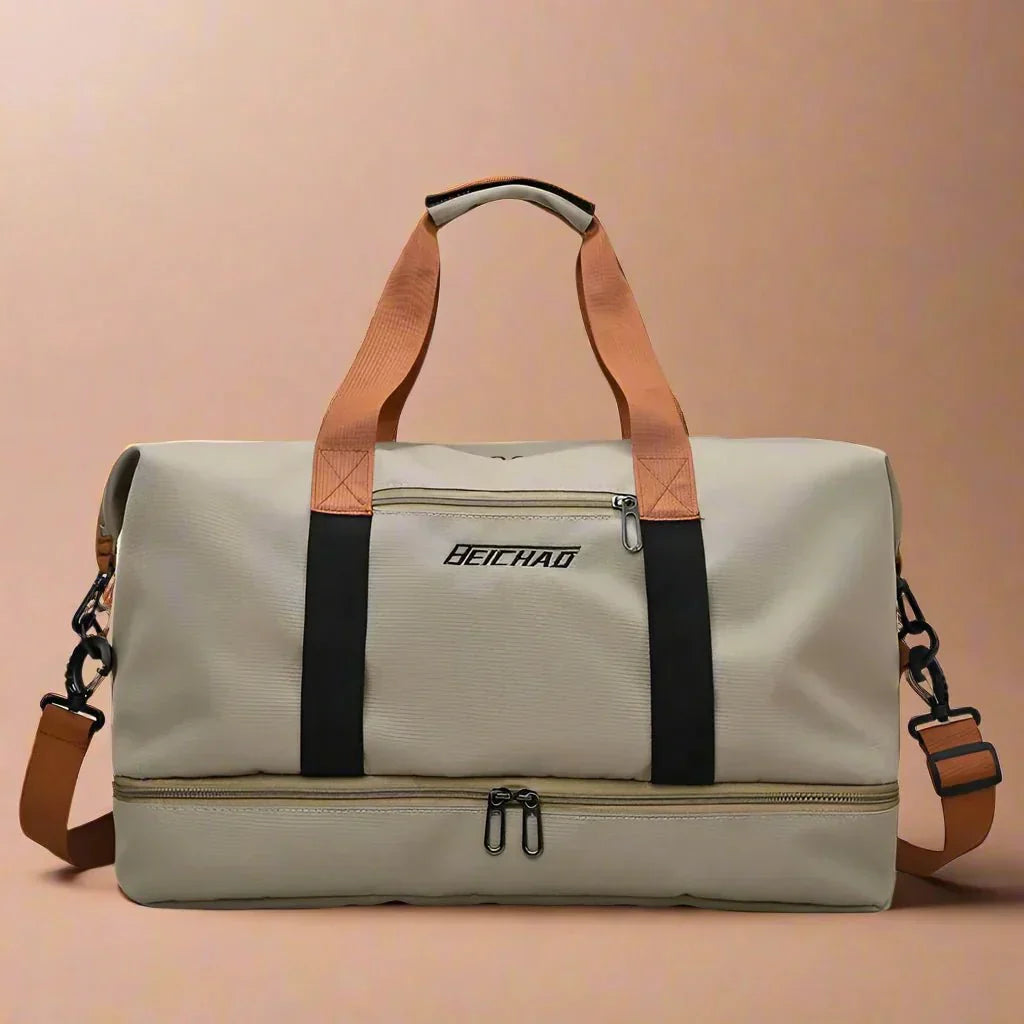 Waterproof Travel Duffel Bag with Shoe Compartment and Wet Dry Storage