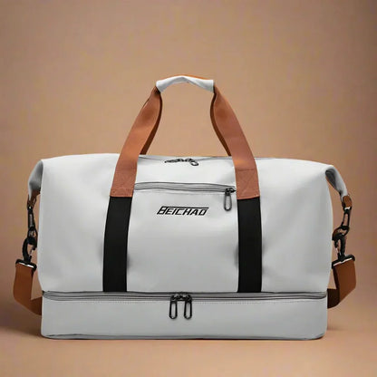 Waterproof Travel Duffel Bag with Shoe Compartment and Wet Dry Storage