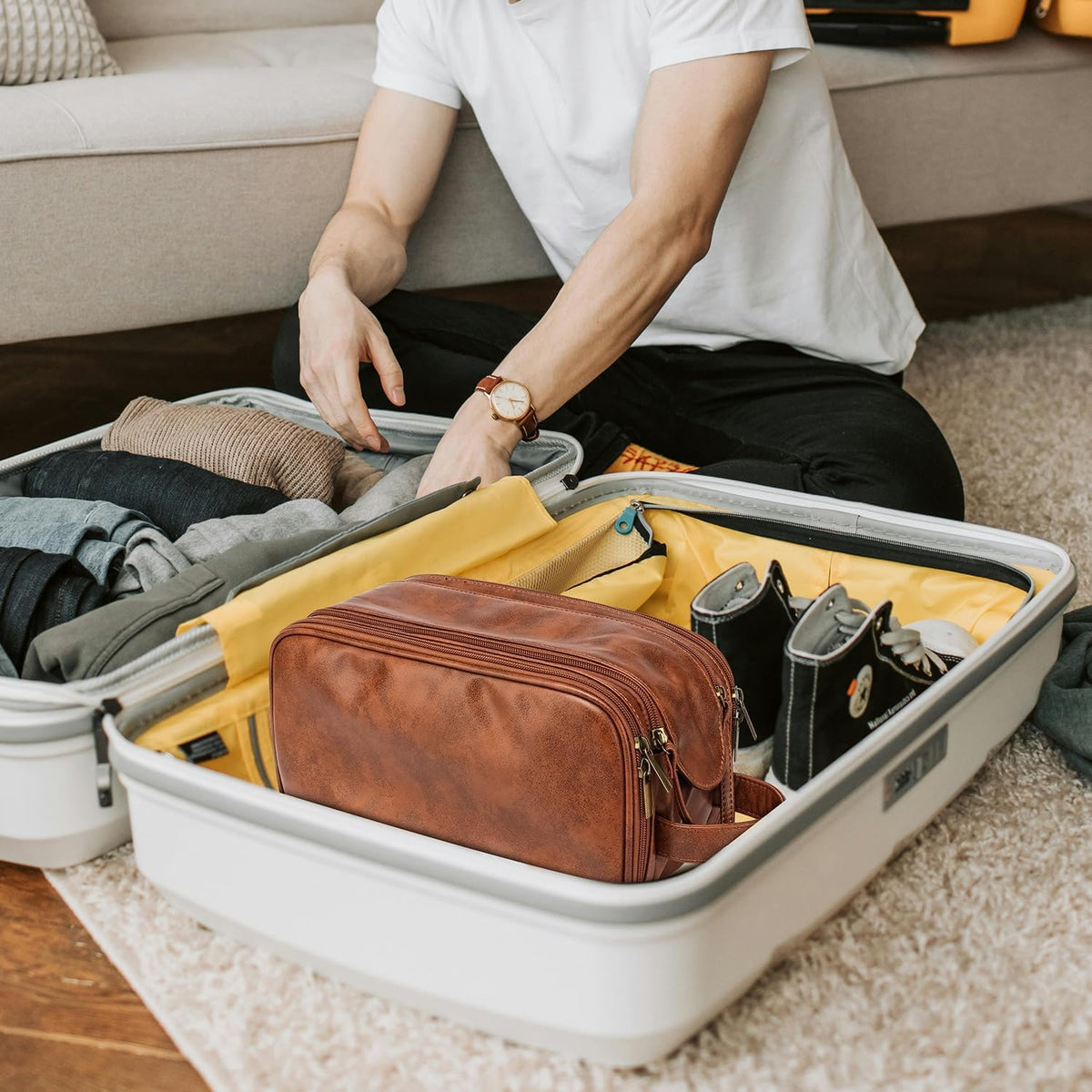 Waterproof Travel Toiletry Organizer with Wet Dry Compartments