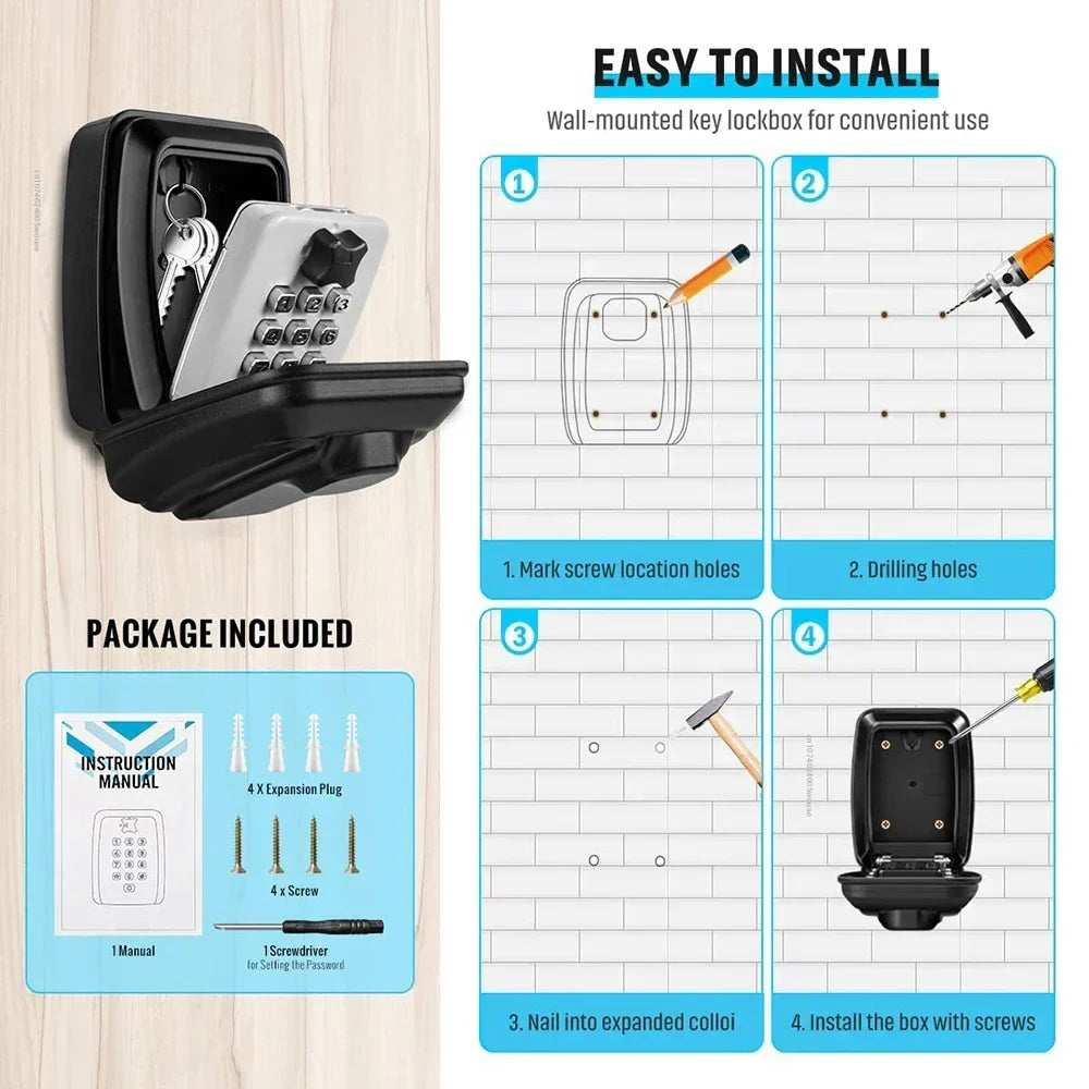 Waterproof Wall Mounted Key Safe Box with Combination Lock