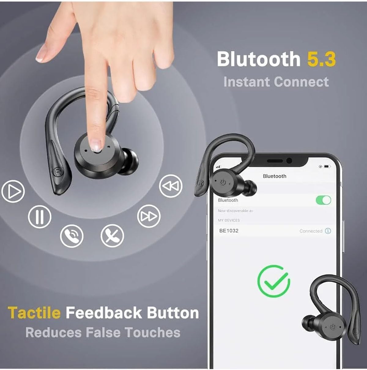 Waterproof Wireless Sports Earbuds Bluetooth Headphones 20 Hour Playtime