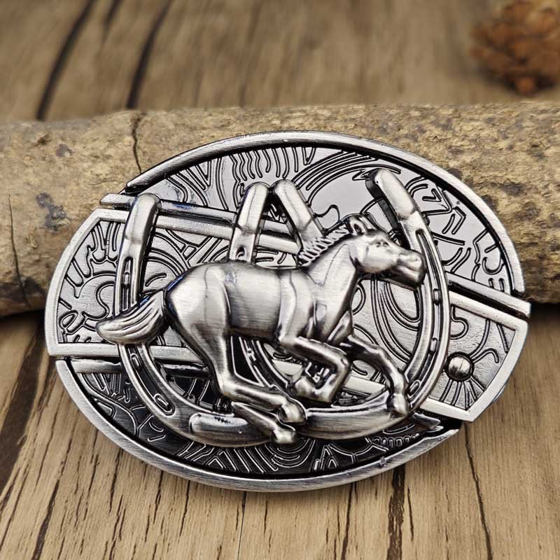 Western Style Metal Oval Belt Buckle Zinc Alloy Cowboy Belt Accessory