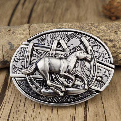 Western Style Metal Oval Belt Buckle Zinc Alloy Cowboy Belt Accessory