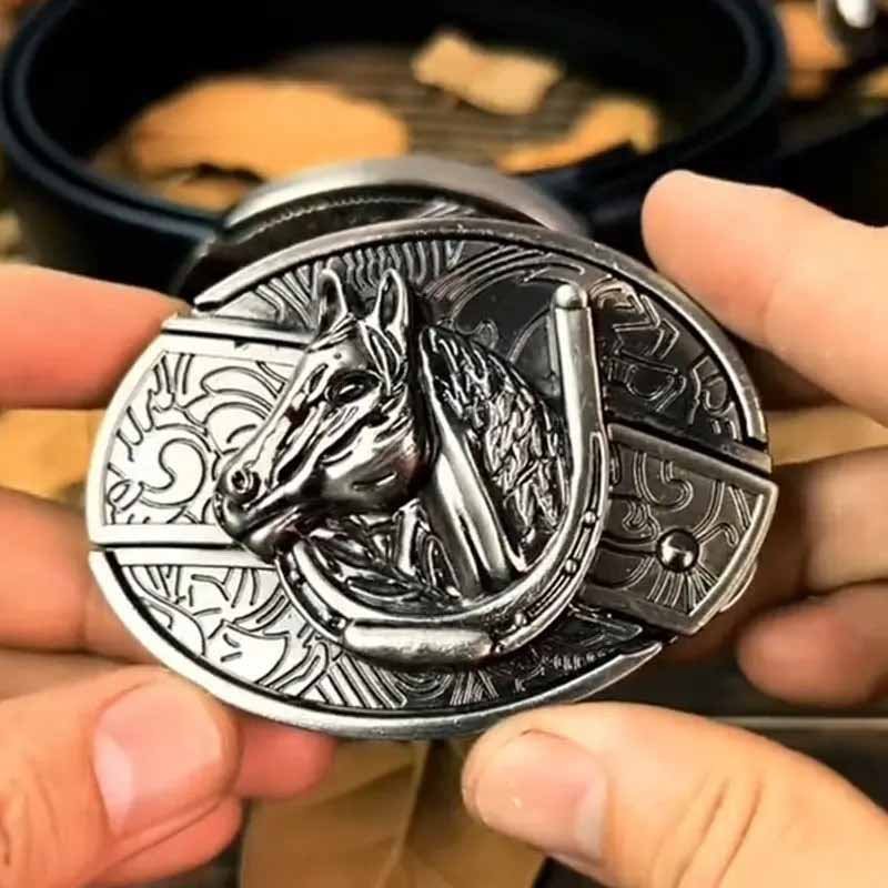 Western Style Metal Oval Belt Buckle Zinc Alloy Cowboy Belt Accessory