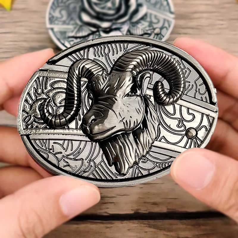Western Style Metal Oval Belt Buckle Zinc Alloy Cowboy Belt Accessory