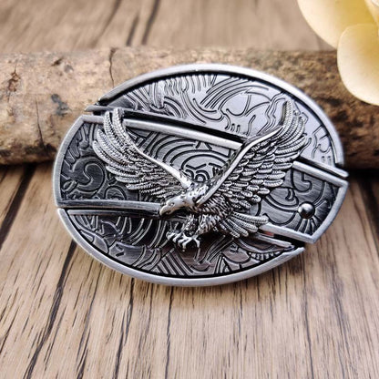 Western Style Metal Oval Belt Buckle Zinc Alloy Cowboy Belt Accessory