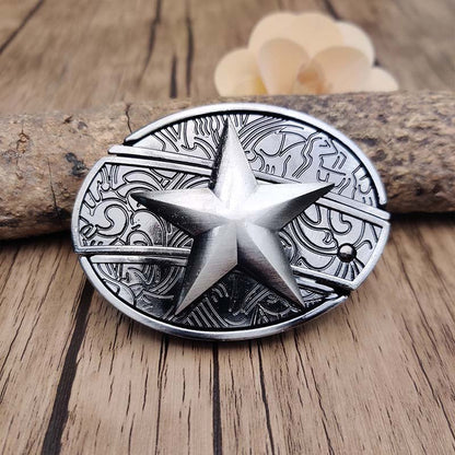 Western Style Metal Oval Belt Buckle Zinc Alloy Cowboy Belt Accessory