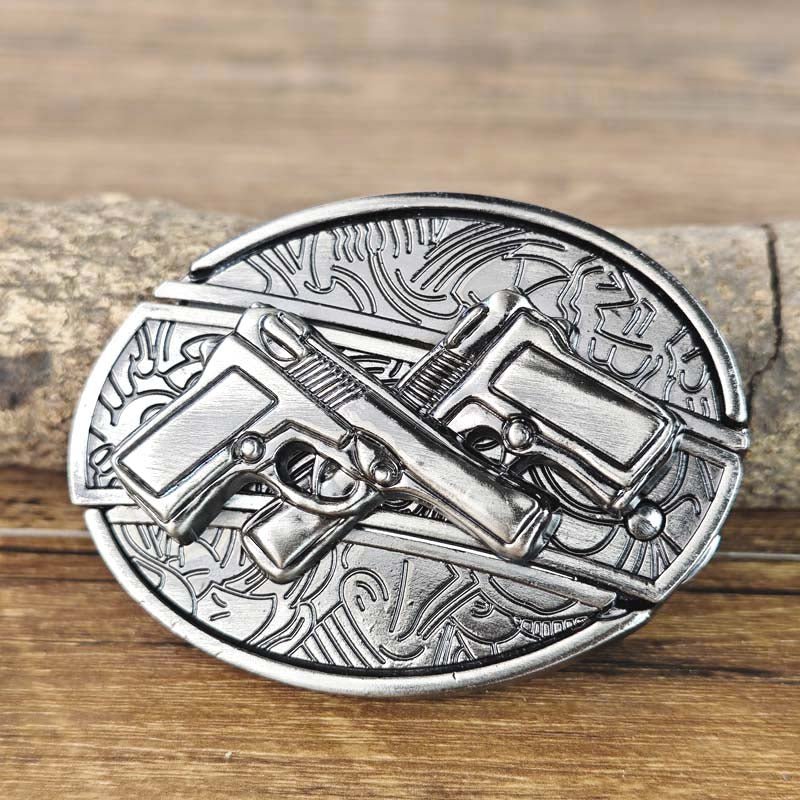 Western Style Metal Oval Belt Buckle Zinc Alloy Cowboy Belt Accessory