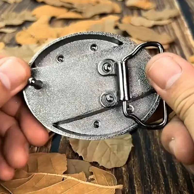 Western Style Metal Oval Belt Buckle Zinc Alloy Cowboy Belt Accessory