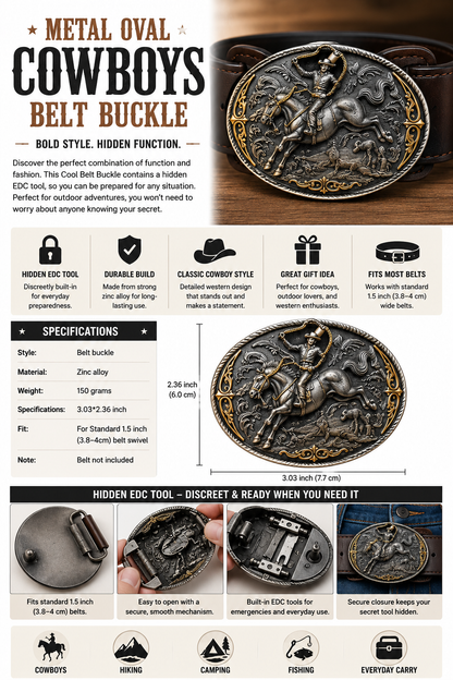 Western Style Metal Oval Belt Buckle Zinc Alloy Cowboy Belt Accessory