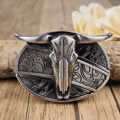 Western Style Metal Oval Belt Buckle Zinc Alloy Cowboy Belt Accessory