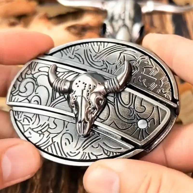 Western Style Metal Oval Belt Buckle Zinc Alloy Cowboy Belt Accessory